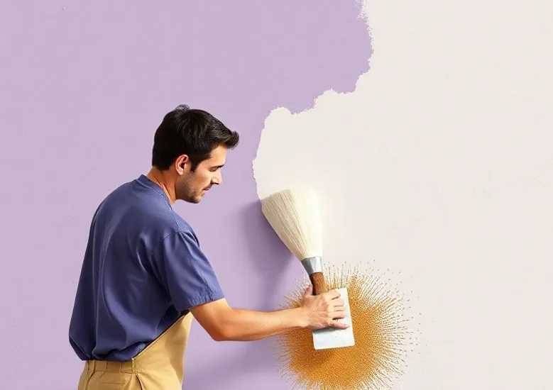 Application d'un enduit décoratif à la lisseuse sur un mur